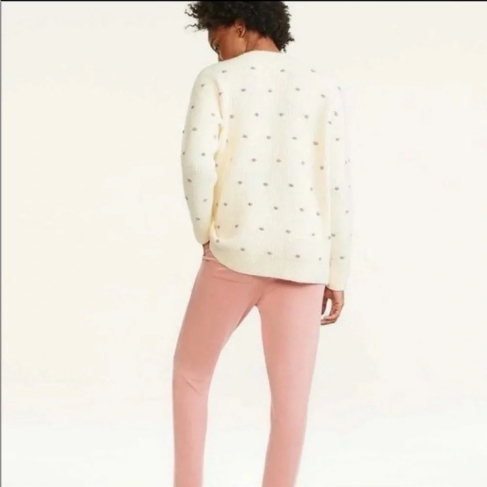 Lou & Grey Shimmer Metallic Polka Dot Wool Blend Tunic Sweater in Cream NWT XS